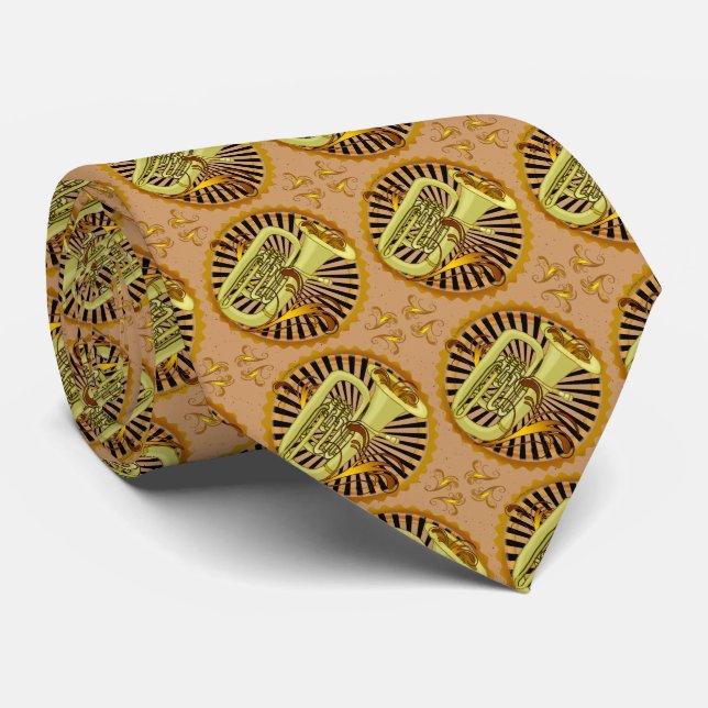 Tuba Swirls Tie (Rolled)