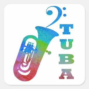 Tuba with Bass Clef Square Sticker