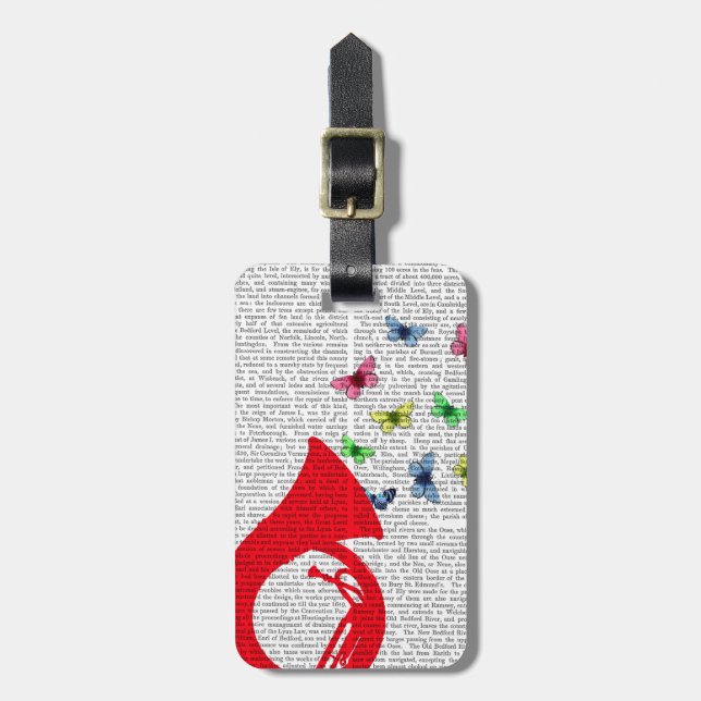 Tuba with Butterflies Luggage Tag (Front Vertical)