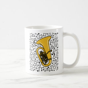 Tuba With Musical Notes, Brass Musician Coffee Mug