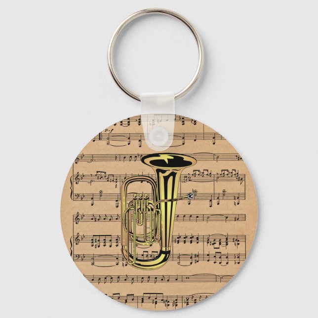Tuba ~ With Sheet Music Background Keychain (Front)