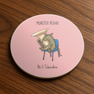 Tubacabra Tuba Player Chupacabra Wordplay Artwork Coaster