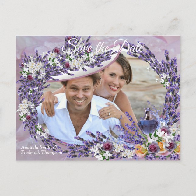 Tuberose & Lavender Blooms Announcement Postcard (Front)