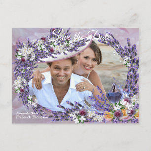 Tuberose & Lavender Blooms Announcement Postcard