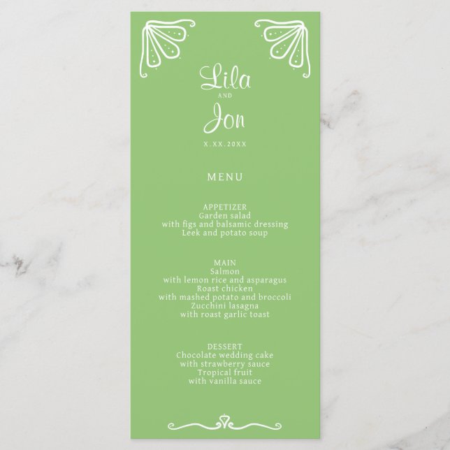 Tuberose Personalized Wedding Menu (Front)