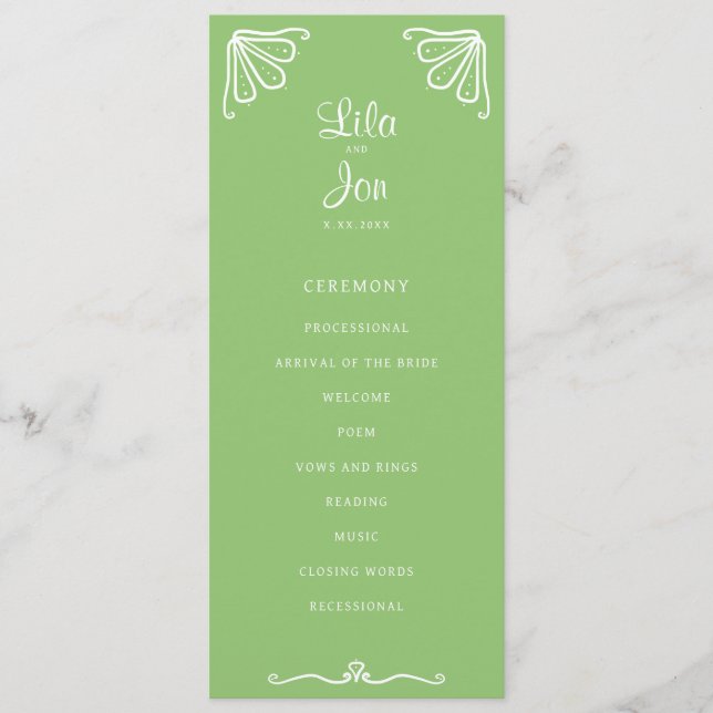 Tuberose Personalized Wedding Program (Front)