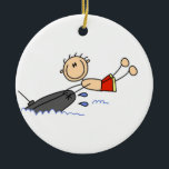 Tubing Stick Figure Ceramic Ornament<br><div class="desc">If you love tubing you'll get a kick out of these cute Stick Figure Tubing design T-shirts, cards, stickers, mugs, mousepads, bags, magnets, and more featuring a stick figure boy tubing! They're customizable!</div>