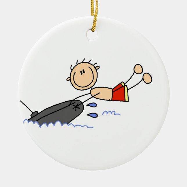 Tubing Stick Figure Ceramic Ornament (Front)