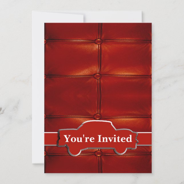 Tuck N Roll Muscle Car Monogram Invitation (Front)