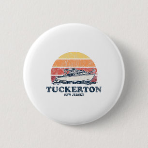 Tuckerton Nj Vintage Boating 70s Retro Boat Design 2 Inch Round Button