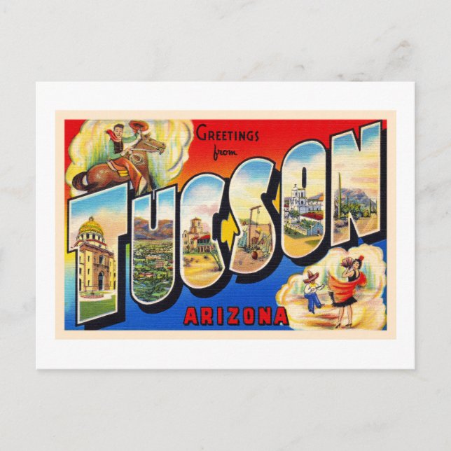 Tucson Arizona AZ Vintage Large Letter Postcard 1 (Front)