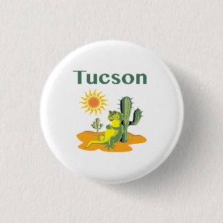 Tucson Arizona Desert Lizard and Cactus 1 Inch Round Button