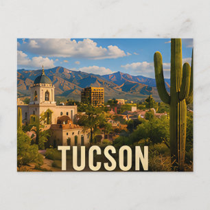 Tucson Arizona Desert Mountain Travel Souvenir Postcard