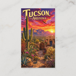 Tucson Arizona Desert Sunset Saguaro Cactus Travel Business Card