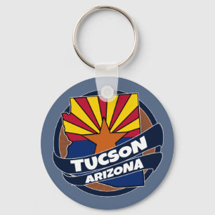 Tucson Arizona flag burst keychain
