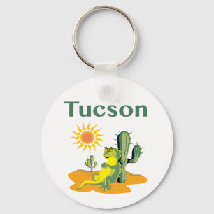 Tucson Arizona Lizard under Saguaro Keychain