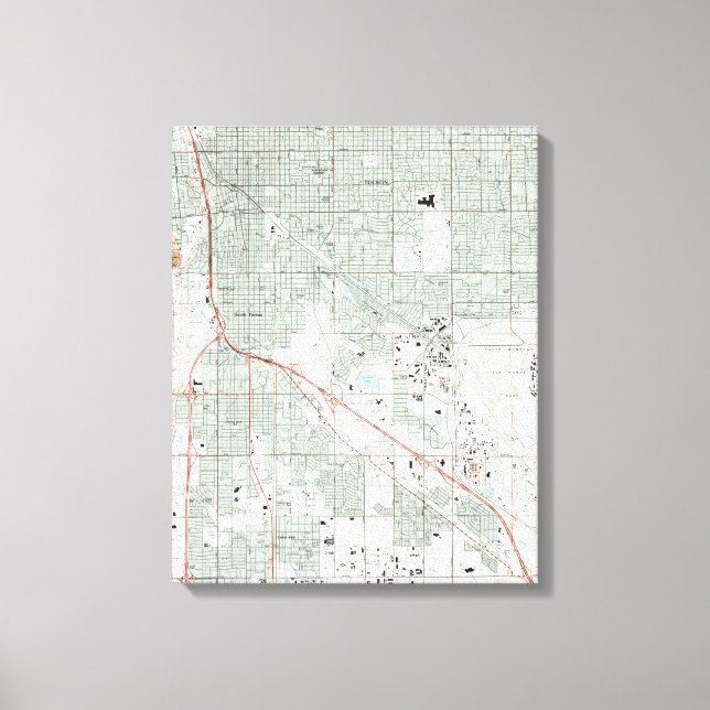 Tucson Arizona Map (1992) Canvas Print (Front)