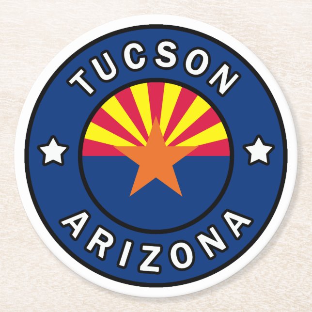 Tucson Arizona Round Paper Coaster (Front)
