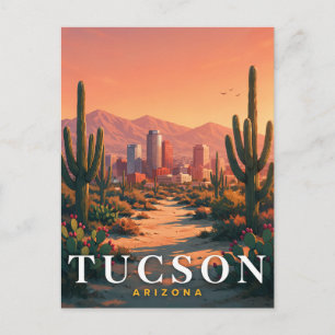 Tucson Arizona Scenic Desert Skyline Art Postcard