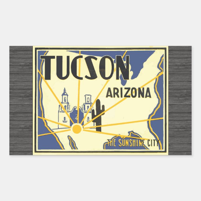 Tucson Arizona The Sunshine City, Vintage Sticker (Front)