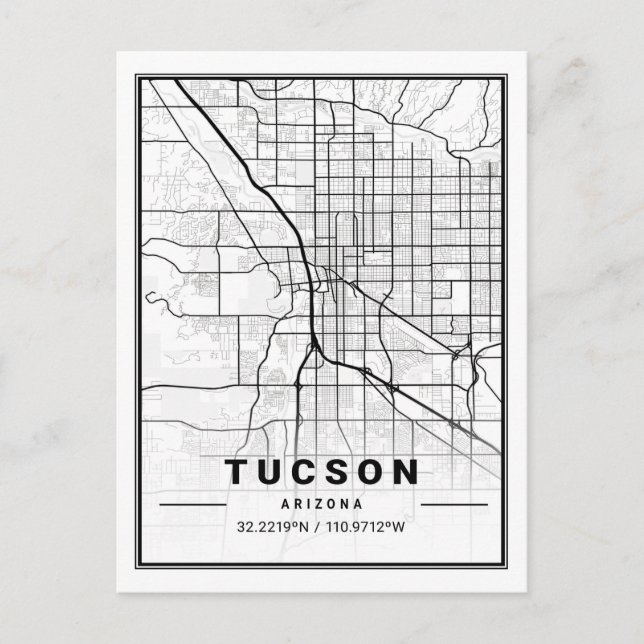 Tucson Arizona USA Travel City Carte (Devant)
