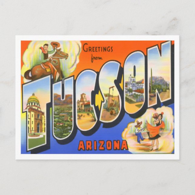 Tucson, Arizona Vintage Big Letters Postcard (Front)