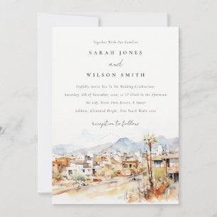 Tucson, Arizona Watercolor Landscape Wedding Invitation