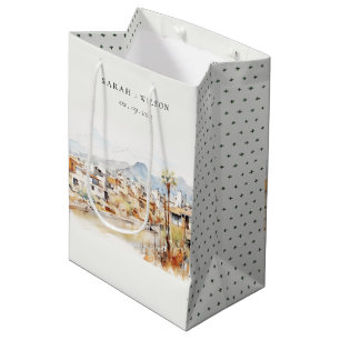 Tucson, Arizona Watercolor Landscape Wedding Medium Gift Bag