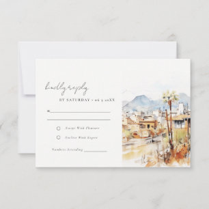 Tucson Arizona Watercolor Landscape Wedding RSVP Card