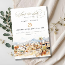 Tucson, Arizona Watercolor Landscape Wedding
