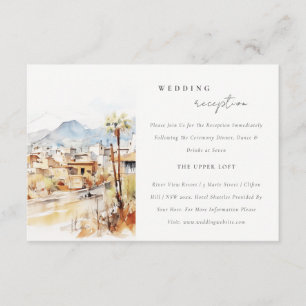 Tucson Arizona Watercolor Scape Wedding Reception Enclosure Card
