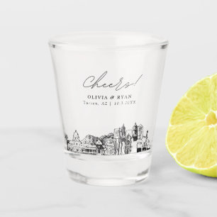 Tucson Arizona Wedding Favour Personalized Cheers Shot Glass
