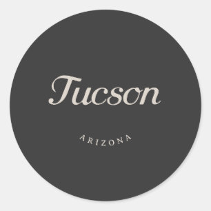 Tucson Arizona White Font Classic Round Sticker