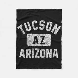 Tucson Az Arizona Gym Style Distressed White Print Fleece Blanket
