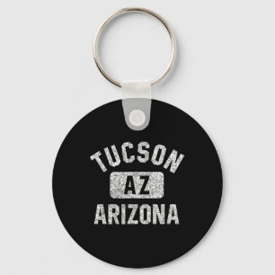 Tucson Az Arizona Gym Style Distressed White Print Keychain