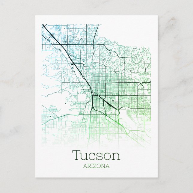 Tucson City Map Postcard (Front)