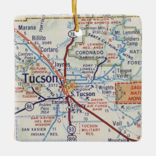 Tucson Vintage Road Map Ornament