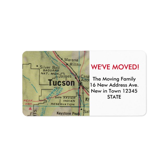 Tucson We've Moved label (Front)