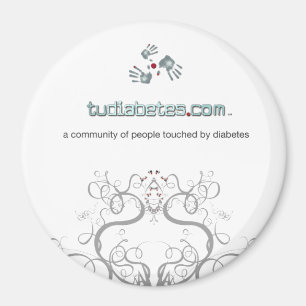 TuDiabetes.com  Round Magnet  White Line 