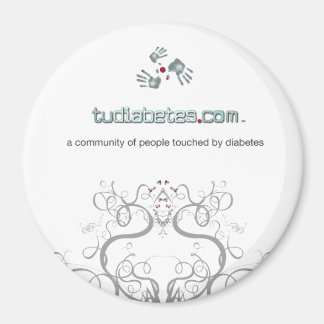 TuDiabetes.com Round Magnet |White Line|