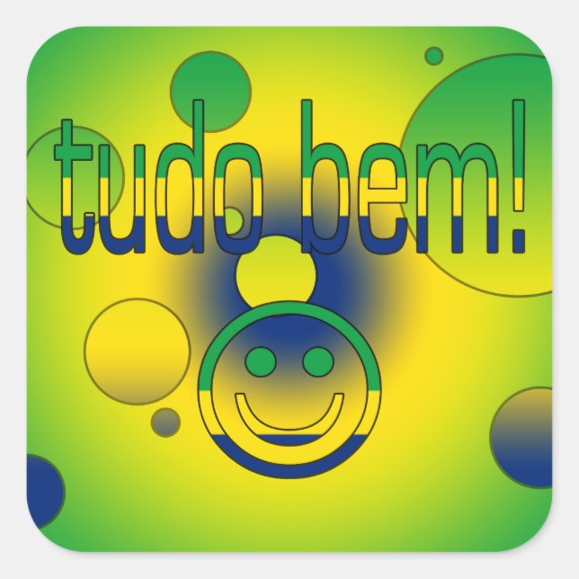 Tudo Bem! Brazil Flag Colours Pop Art Square Sticker (Front)