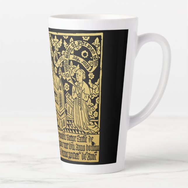 Tudor Brass Rubbing Annunciation Mary Angel Latte Mug (Right)