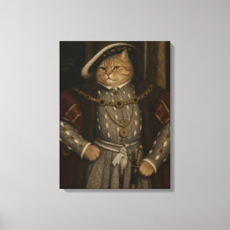 Tudor Cat King Portrait – Henry VIII Cat Renaissan Canvas Print
