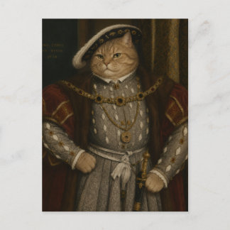 Tudor Cat King Portrait – Henry VIII Cat Renaissan Postcard