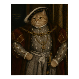Tudor Cat King Portrait – Henry VIII Cat Renaissan Poster