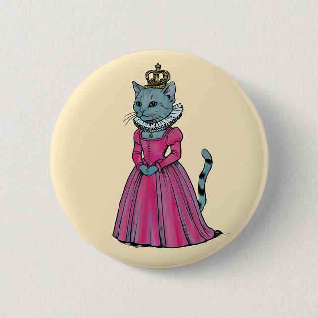 Tudor Cat Queen Mouser History buff 2 Inch Round Button (Front)