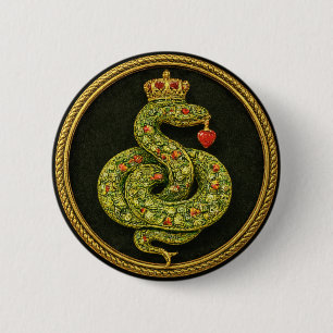 Tudor Elizabethan Serpent Design Bejewelled ruby 2 Inch Round Button