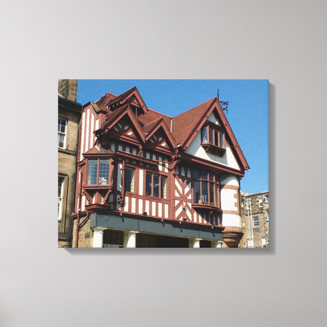 Tudor oak frame building, Edinburgh, Scotland Canvas Print (Front)