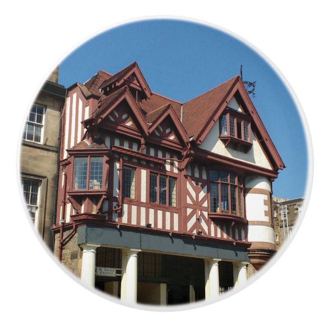 Tudor oak frame building, Edinburgh, Scotland Ceramic Knob (Front)