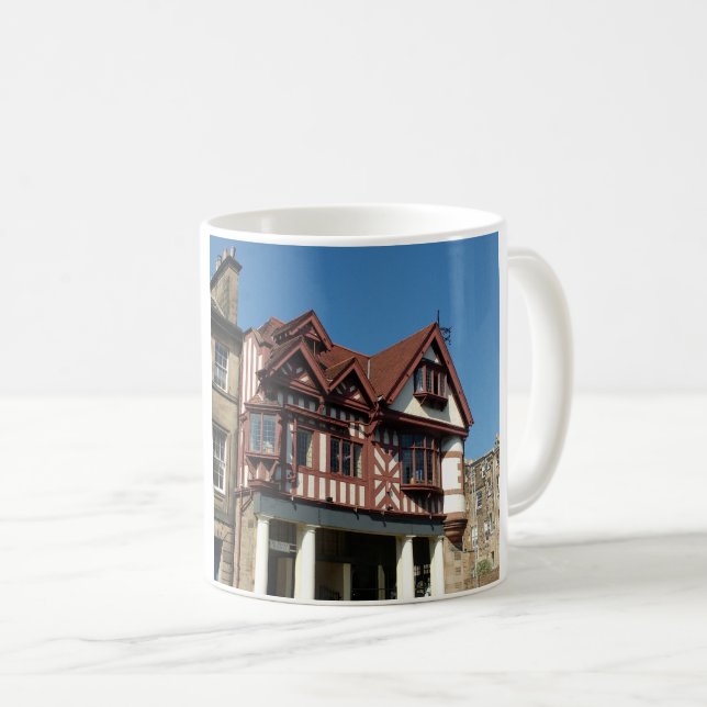 Tudor oak frame building, Edinburgh, Scotland Coffee Mug (Front Right)